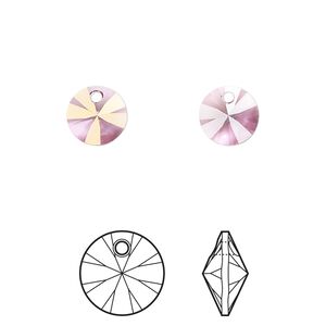 Drop 144pk dark rose, Swarovski® 8mm pendant mini disk 6428