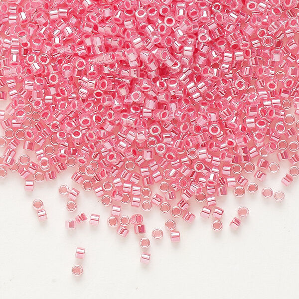 Seed bead, Delica®, glass, pkg/50g, #11 round, opaque inside dyed color luster carnation pink (DB-0236). image number 0