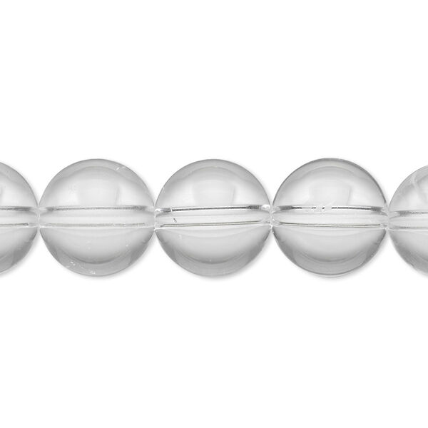 Bead, quartz crystal (natural), 12mm round, A- grade, Mohs hardness 7. Sold per 8-inch strand, approximately 15 beads. image number 0