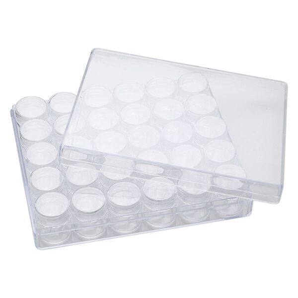 Organizer, clear plastic, 6-3/8 x 5-3/8 x 1-1/2 inch rectangle with 30 containers. Sold individually. image number 1