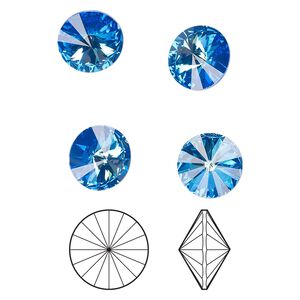 Chaton 4pk crystal royal blue DeLite, Crystal Passions® 12mm rivoli 1022