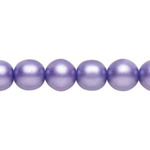 Bead, Czech glass druk, opaque satin purple, 10mm round. Sold per 15-1/2" to 16" strand.