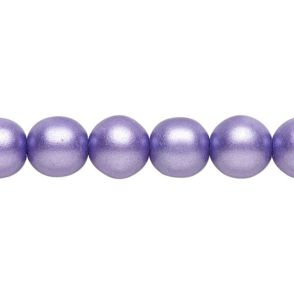 Bead, Czech glass druk, opaque satin purple, 10mm round. Sold per 15-1/2" to 16" strand. image number 0