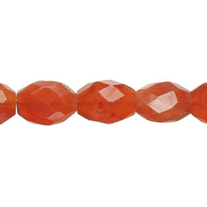 Carnelian 1pkg1, hand-cut faceted puffed oval bead, dark 13 inch 11x7mm-14x10mm