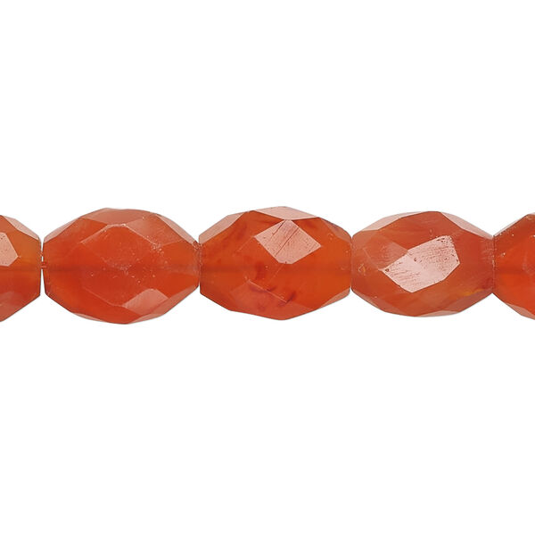 Carnelian 1pkg1, hand-cut faceted puffed oval bead, dark 13 inch 11x7mm-14x10mm image number 0