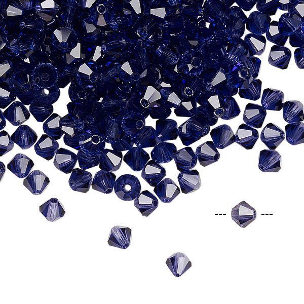 Bead 48pk deep tanzanite, Preciosa Czech crystal 4mm bicone image number 0