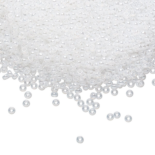 Seed bead, Miyuki, glass, pkg/250g, #11 rocaille, translucent luster opal, (RR-511). image number 0