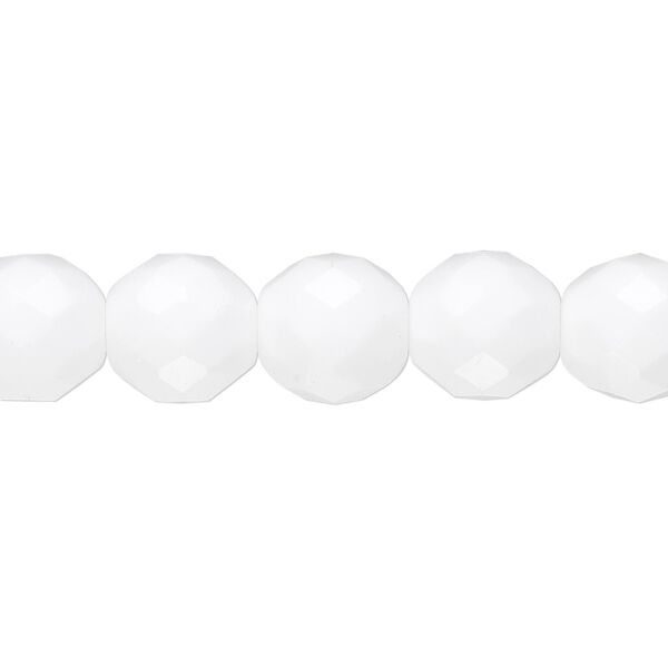 Bead, Czech fire-polished glass, opaque white, 10mm faceted round. Sold per pkg of 600 (1/2 mass). image number 0