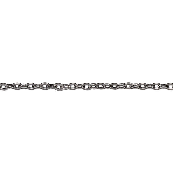 Chain, gunmetal-finished steel, 2mm flat cable. Sold per pkg of 39 inches. image number 0
