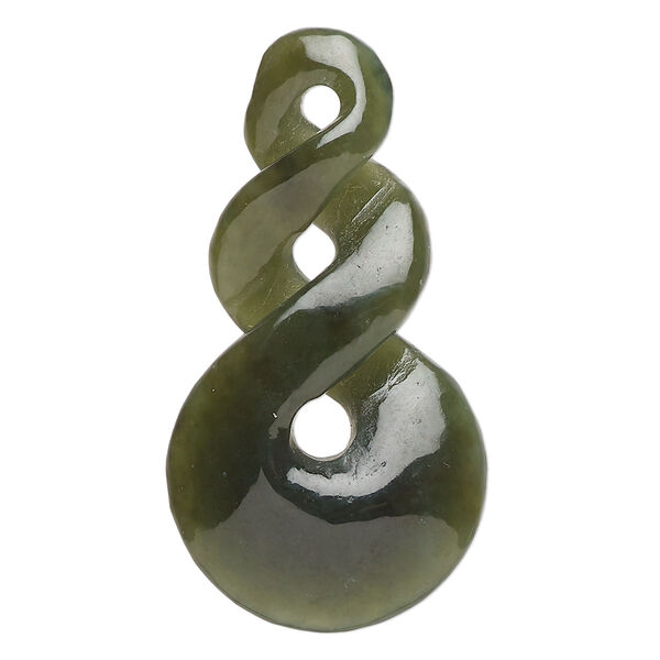 Nephrite jade 1pkg1, hand-cut double-sided infinity focal natural B grade, 41x22mm- 42x23mm image number 0