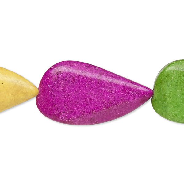 Bead, coated ceramic, multicolored, 27x15mm-28x16mm faceted curved teardrop. Sold per 8-inch strand. image number 0