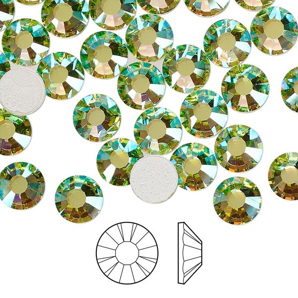 Flat back 12pk limecicle AB foil back, Preciosa MAXIMA Czech crystal hotfix rhinestone 7.069-7.272mm chaton rose round SS34 image number 0