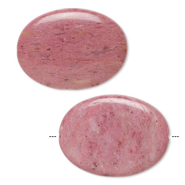 Rhodonite 1pkg2, flat oval bead natural B grade, 40x30mm image number 0