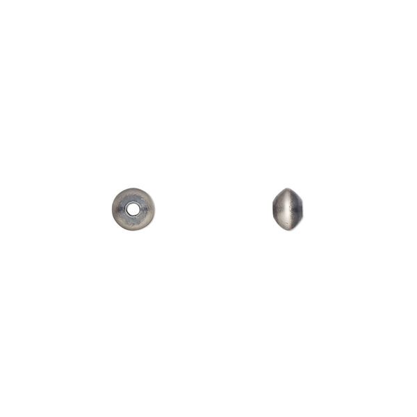 Bead, Navajo pearl style, brushed oxidized sterling silver, 4.5 x 3mm saucer. Sold per pkg of 4. image number 0