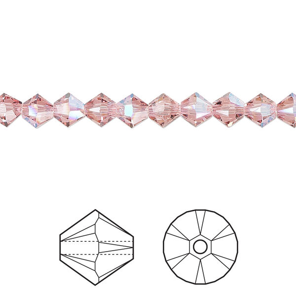 Bead 24pk light rose shimmer, Crystal Passions® 5mm bicone 5328 image number 0