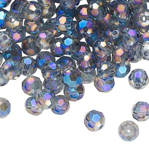 Bead 144pk crystal blue shadow, Celestial Crystal® 6mm round
