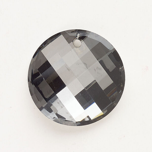 Drop cubic zirconia 1pk 28mm faceted twist, opaque smoky grey foil back image number 0