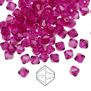 Bead 576pk fuchsia, Preciosa Czech crystal 5mm bicone