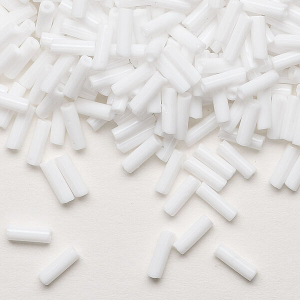 Bead, Preciosa Ornela Czech glass, bugle bead, pkg/50g, #3, opaque white, (03050). image number 0