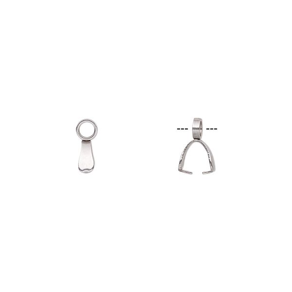 Bail, ice-pick, stainless steel, 5x2.5mm, 4mm grip length. Sold per pkg of 10. image number 0