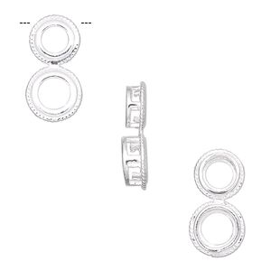 Component, sterling silver, 17x9mm with twisted rope edge, (1) 5mm and (1) 6mm faceted round 4-prong setting. Sold individually.