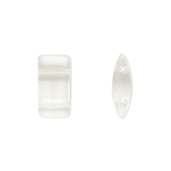 Bead, Preciosa, Czech glass, transparent clear, 17x9mm double-drilled puffed rectangle with 0.8mm holes, fits up to 7.5mm bead. Sold per pkg of 20. image number 0