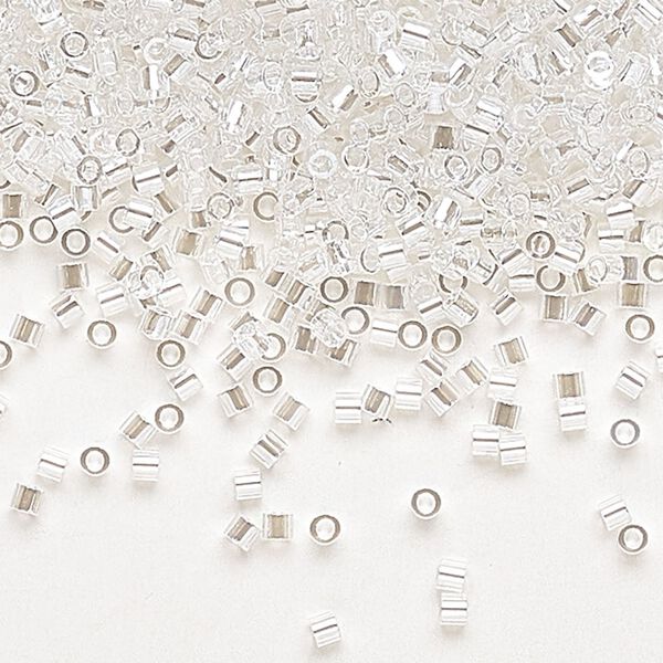 Seed bead, Delica®, glass, pkg/50g, #15 round, translucent luster crystal clear (DBS-0050). image number 0