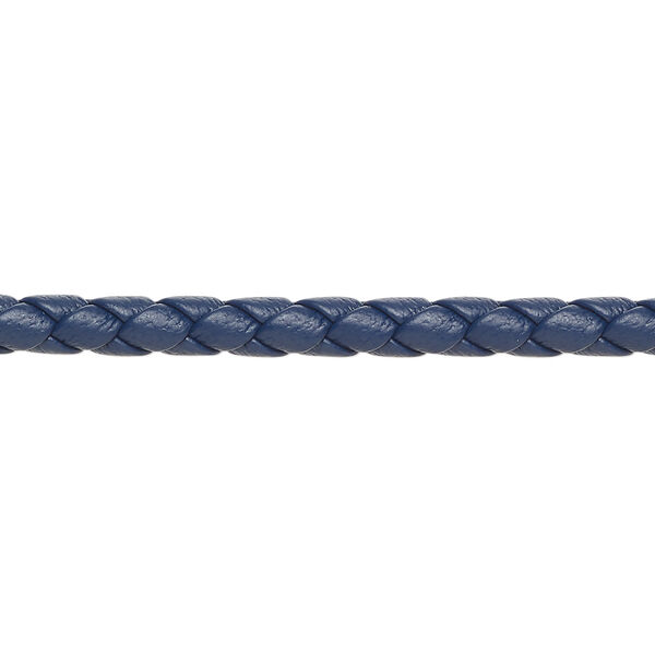 Bolo cord, leatherette, matte navy blue, 4mm braided round. Sold per 5-yard section. image number 0