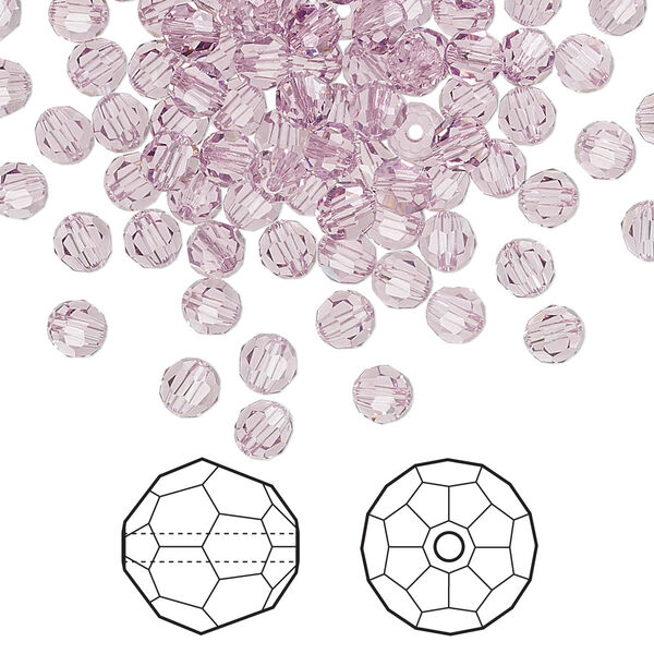 Bead 144pk light amethyst, Crystal Passions® 4mm round 5000 image number 0