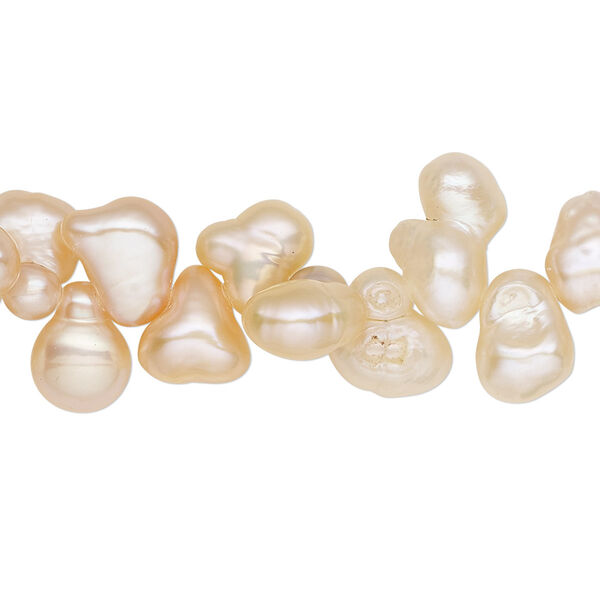 Pearl, cultured freshwater, peach, 6-7mm peanut, D grade. Sold per 16-inch strand. image number 0