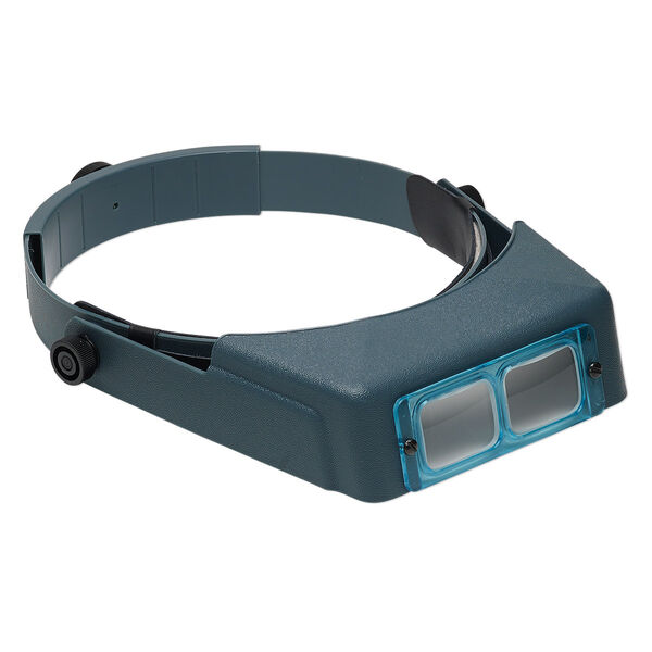 OptiVISOR® head magnifier, leather (dyed) / plastic / glass, multicolored, 2x power. Sold individually. image number 0