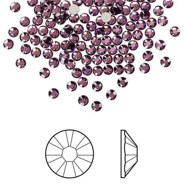 Flat back 144pk amethyst foil back, Crystal Passions® 2.5-2.7mm rose round SS9 2058 image number 0