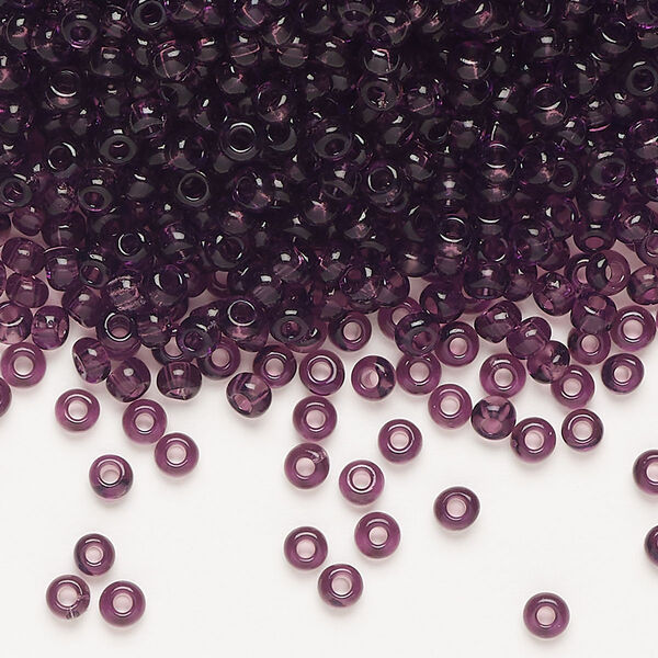 Seed bead, Preciosa Ornela, glass, transparent amethyst, #8 rocaille. Sold per 50-gram pkg. image number 0