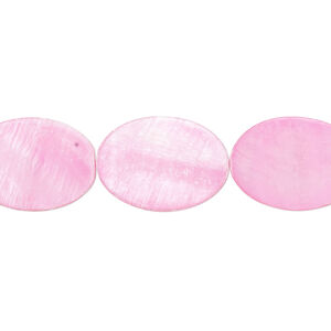 Mother-of-pearl shell 1pkg1, flat oval bead 15 inch pink 17x12mm-18x13mm