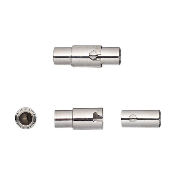 Clasp, magnetic, stainless steel, 17x5mm locking round tube with glue-in ends. Sold individually. image number 0