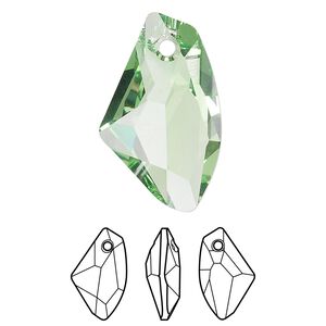 Drop 30pk peridot, Swarovski® 27x16mm pendant galactic vertical 6656