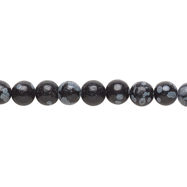 Bead, snowflake obsidian (natural), 6mm round, B grade, Mohs hardness 5 to 5-1/2. Sold per 15-1/2" to 16" strand. image number 0