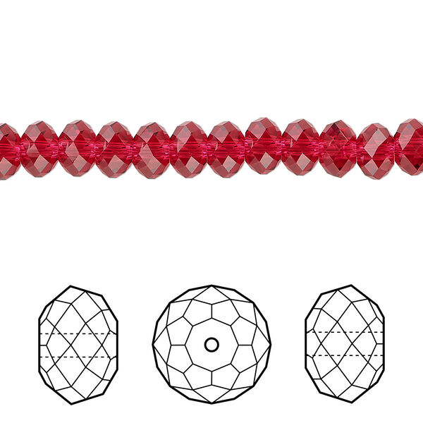 Bead 12pk scarlet, Crystal Passions® 6x4mm rondelle 5040 image number 0