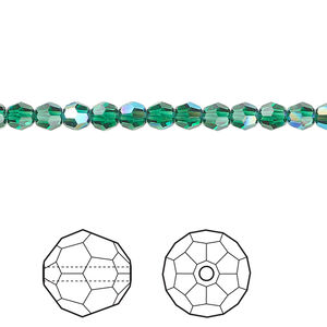 Bead 1pkg144 majestic green shimmer, Crystal Passions®, 4mm faceted round 5000