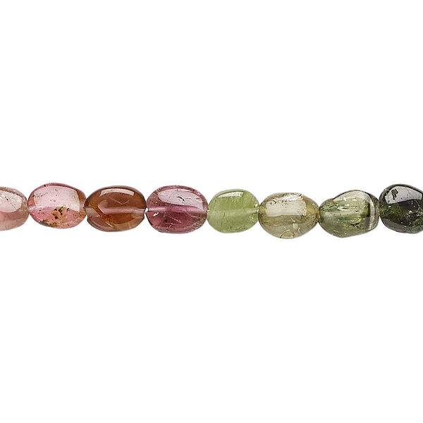 Bead, multi-tourmaline (natural), 6x5mm hand-cut oval, C grade, Mohs hardness 7 to 7-1/2. Sold per 15-1/2" to 16" strand. image number 0