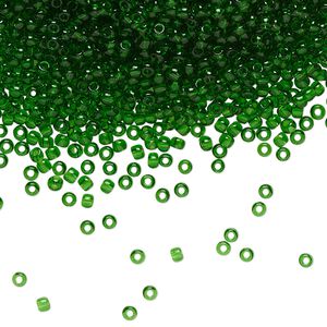 Seed bead, TOHO BEADS®, glass, pkg/250g, #11 round, transparent grass green (TR-11-7B).