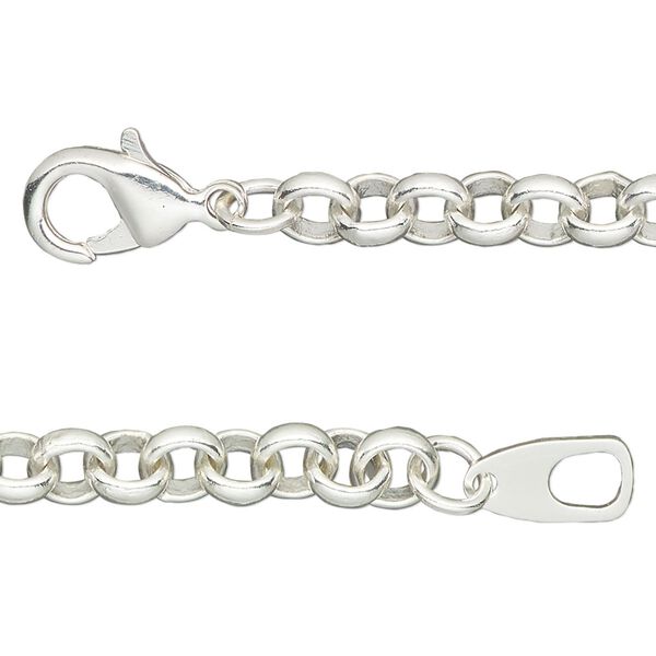Chain, silver-plated brass, 6mm rolo, 16 inches with lobster claw clasp. Sold individually. image number 0