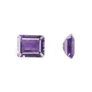 Amethyst 1pkg1, hand-cut faceted emerald-cut gem natural 11x9mm