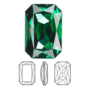 Fancy stone 1pk majestic green foil back, Crystal Passions® 27x18.5mm emerald cut 4627