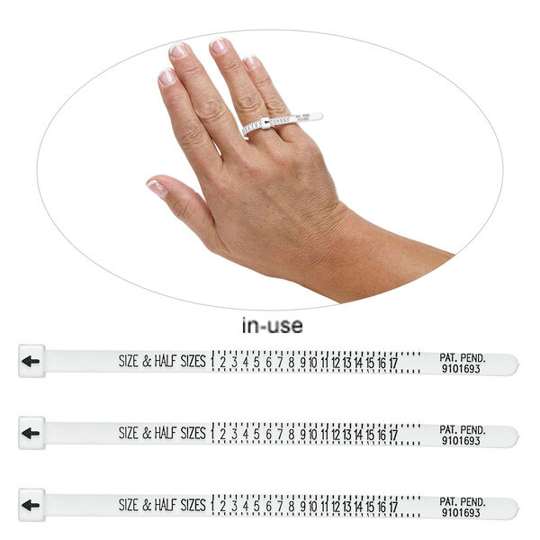 Tool, Multisizer™ ring sizing gauge, acrylic, white. Sold per pkg of 3. image number 0