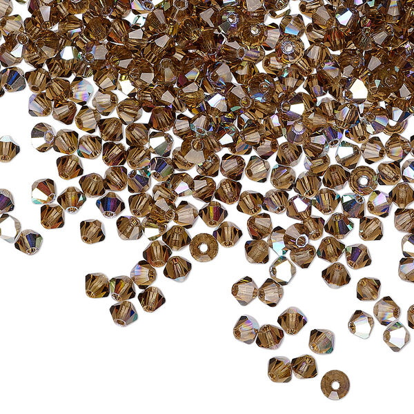 Bead 48pk smoked topaz AB, Preciosa Czech crystal 3mm bicone image number 0