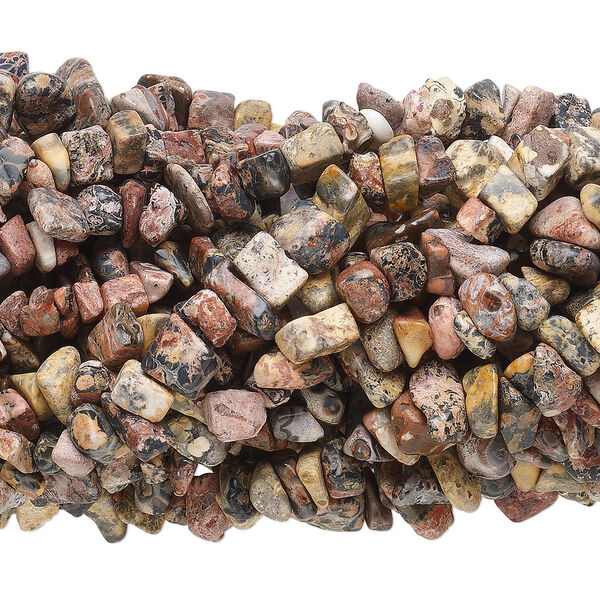 Bead, leopardskin jasper (natural), medium chip, Mohs hardness 6-1/2 to 7. Sold per pkg of (10) 34-inch strands. image number 0