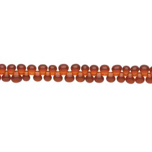 Seed bead, Miyuki, glass, pkg/10g, 3.3x2.8mm mini fringe, transparent dark amber yellow, (DP-134).