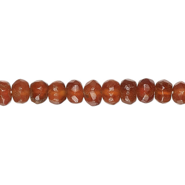 Bead, hessonite garnet (natural), small hand-cut tumbled faceted pebble, Mohs hardness 7 to 7-1/2. Sold per 14-inch strand, approximately 80 beads. image number 0