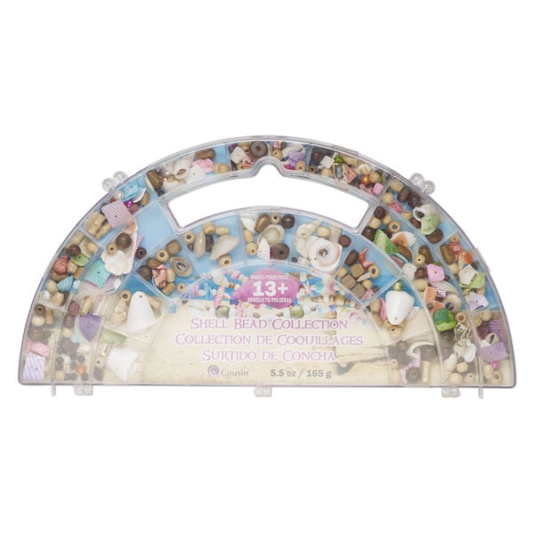 Bead and drop mix 1pkg1, wood / shell / mother-of-pearl shell (natural / dyed / bleached), mixed colors, 4mm-30x19mm assorted shapes, 5.5 ounces. image number 0